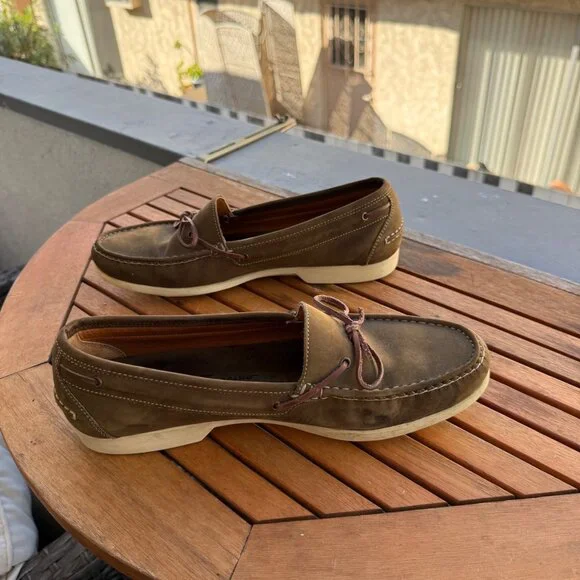 Salvatore Ferragamo MensSuede Moccasin Loafers With Rubber Sole Size 9